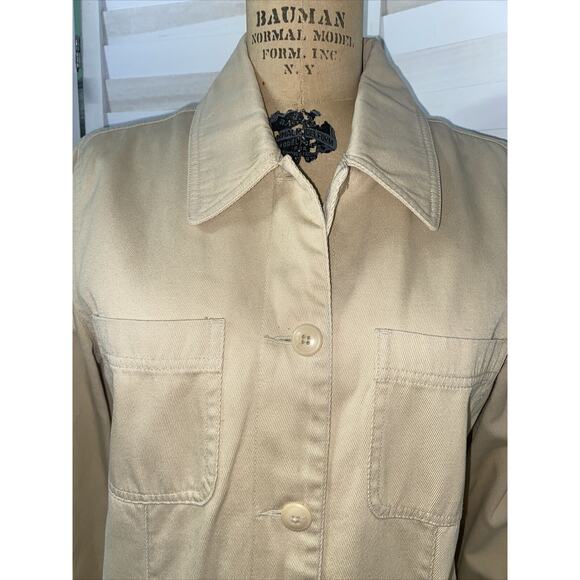 Vintage AT Denim Khaki Jean Jacket Lined Women Size Large - Picture 2 of 7